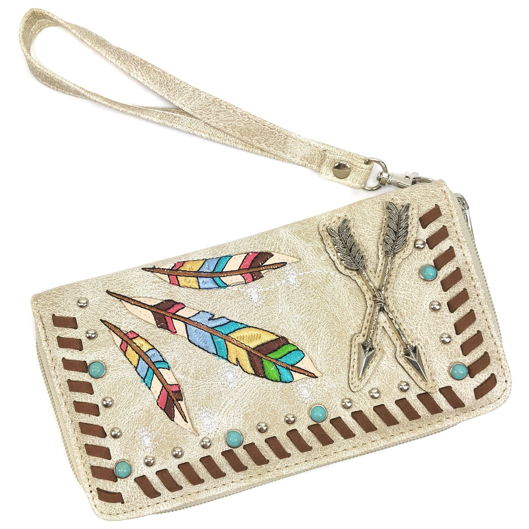 Feather Arrow Zipper Wallet