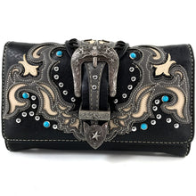 Load image into Gallery viewer, Longhorn Buckle Turquoise Stud Wallet
