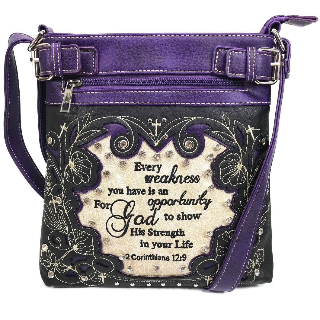 Bible Verse Corinthians 12:9 Crossbody Messenger Purse