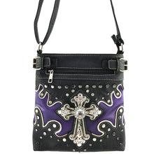 Load image into Gallery viewer, Cross Black Studded Messenger Purse
