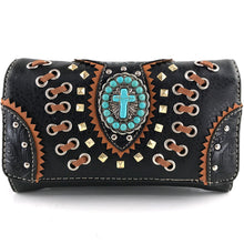 Load image into Gallery viewer, Turquoise Cross Flowers Wallet
