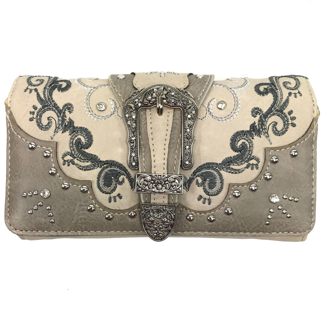 Western Embroidered Buckle Wallet